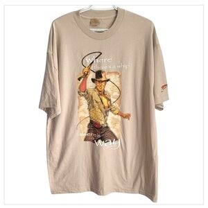 Indiana Jones Graphic T Shirt L XL 2008 Lucasfilm Movie Tee Adventure Whip